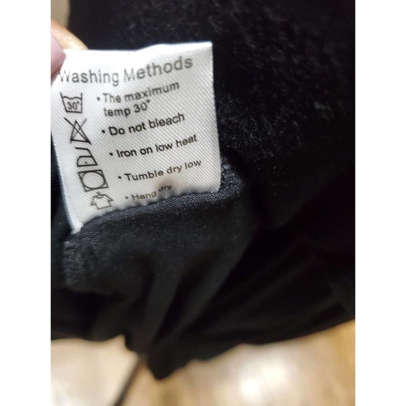 Simier Fariry Women Black Rayon Round Neck Short Sleeve Knee Length Dress Size L - Picture 11 of 11